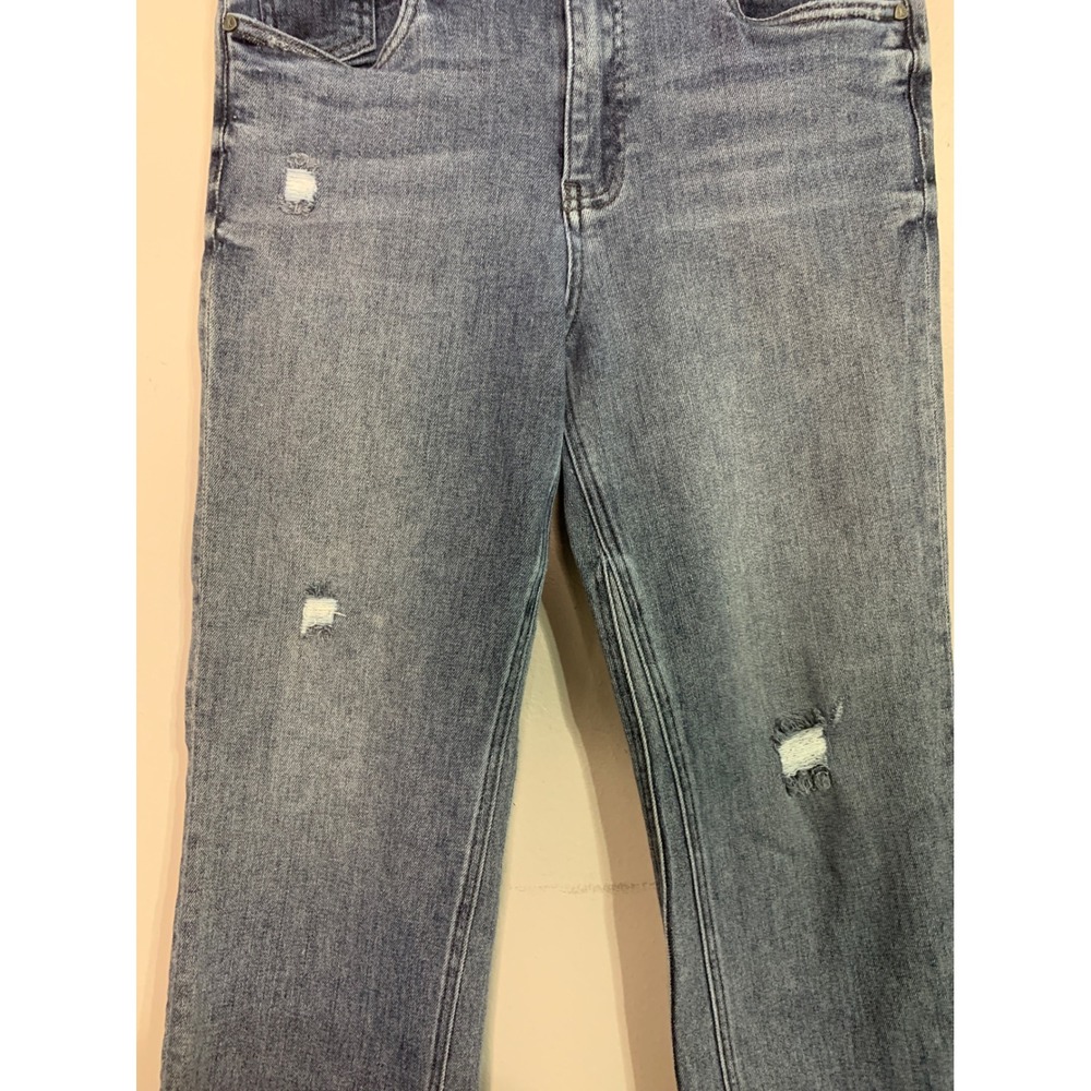 KUT From The Kloth Distressed Kelsey High Rise Ankle Flare Jeans Size 6 Blue - Picture 6 of 15